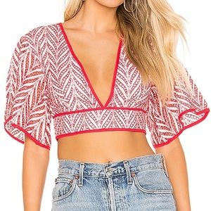 Revolve Friends and Lovers Bizzy Crop Top Red